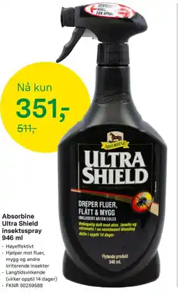 Felleskjøpet Absorbine Ultra Shield insektsspray tilbud