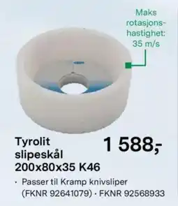 Felleskjøpet Tyrolit slipeskål 200 x 80 x 35 K46 tilbud