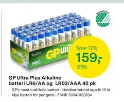 Felleskjøpet GP Ultra Plus Alkaline batteri LR6/AA og LR03/AAA tilbud