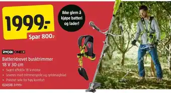 Jula RYOBI Batteridrevet busktrimmer 18 V tilbud