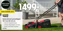 Jula MEEC TOOLS Batteridrevet gressklipper 18 V 4.0 Ah tilbud