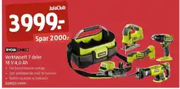 Jula RYOBI Verktøysett 7 deler 18 V 4.0 Ah tilbud