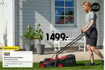 Jula MEEC TOOLS Batteridrevet gressklipper tilbud