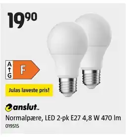 Jula Normalpære, LED 2-pk E27 4,8 W 470 Im tilbud