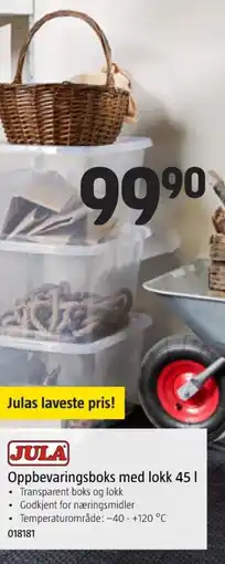Jula Oppbevaringsboks med lokk tilbud
