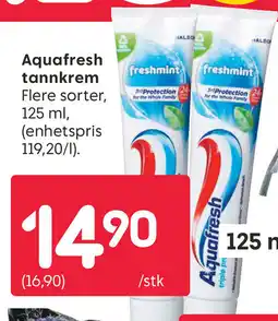 Rusta Aquafresh tannkrem tilbud