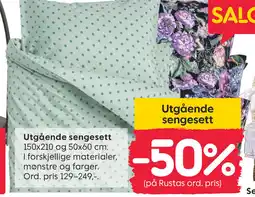 Rusta Utgående sengesett tilbud