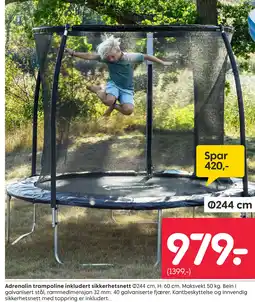 Rusta Adrenalin trampoline inkludert sikkerhetsnett tilbud