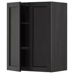 IKEA Metod Veggskap m hyller/2 dører, svart/lerhyttan svartbeiset, 60x80 cm tilbud