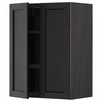 IKEA Metod Veggskap m hyller/2 dører, svart/lerhyttan svartbeiset, 60x80 cm tilbud