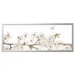 IKEA BjÖrksta Bilde med ramme, hvite blomster/aluminiumsfarge, 140x56 cm tilbud