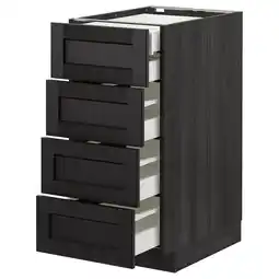 IKEA Metod Benkeskap 4 fr/2 l/3 m skuff, svart/lerhyttan svartbeiset, 40x60 cm tilbud