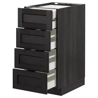 IKEA Metod Benkeskap 4 fr/2 l/3 m skuff, svart/lerhyttan svartbeiset, 40x60 cm tilbud