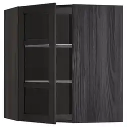 IKEA Metod Vegghjørneskap m hyller/vitrinedør, svart/lerhyttan svartbeiset, 68x80 cm tilbud