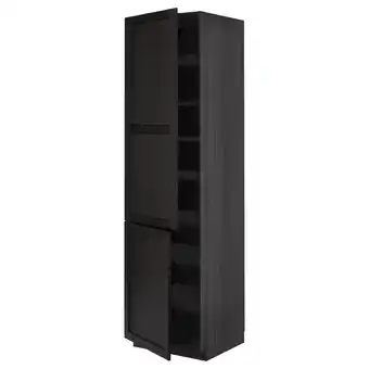 IKEA Metod Høyskap med hylleplater/2 dører, svart/lerhyttan svartbeiset, 60x60x220 cm tilbud