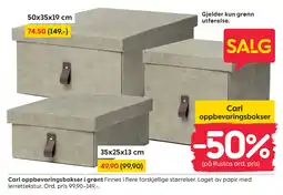 Rusta Carl oppbevaringsbokser i grønt tilbud