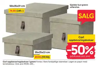 Rusta Carl oppbevaringsbokser i grønt tilbud