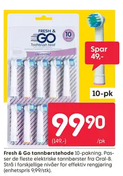 Rusta Fresh & Go tannbørstehode tilbud
