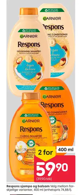 Rusta GARNIER Respons sjampo og balsam tilbud