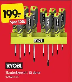 Jula RYOBI Skrutrekkersett 10 deler tilbud