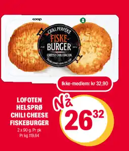 Coop Extra LOFOTEN HELSPRØ CHILI CHEESE FISKEBURGER tilbud