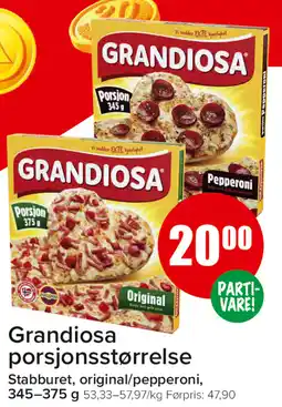 Spar Grandiosa porsjonsstørrelse tilbud