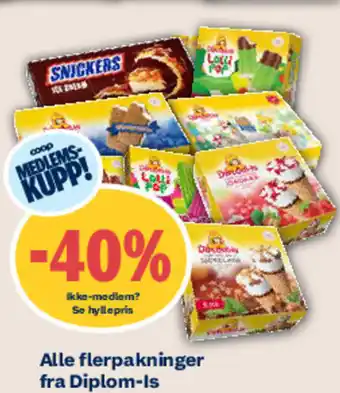 Coop Mega Alle flerpakninger fra Diplom-Is tilbud