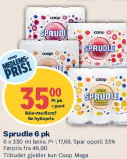 Coop Mega Sprudle 6 pk tilbud