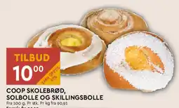 Coop Mega Coop skolebrød, solbolle og skillingsbolle tilbud
