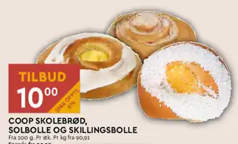 Coop Mega Coop skolebrød, solbolle og skillingsbolle tilbud