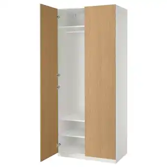 IKEA Pax / storklinta Garderobekombinasjon, hvit/eikemønstret, 100x60x236 cm tilbud