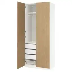 IKEA Pax / storklinta Garderobekombinasjon, hvit/eikemønstret, 100x60x236 cm tilbud