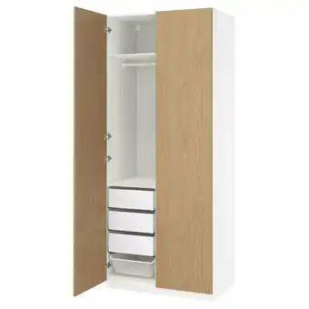 IKEA Pax / storklinta Garderobekombinasjon, hvit/eikemønstret, 100x60x236 cm tilbud
