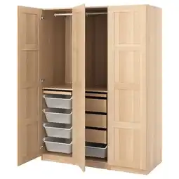 IKEA Pax / bergsbo Garderobekombinasjon, hvitbeiset eikemønster, 150x60x201 cm tilbud