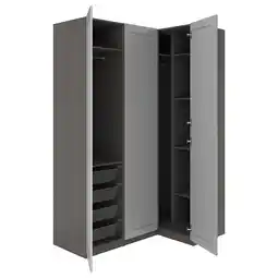 IKEA Pax / gullaberg Garderobeskap, hjørneløsning, mørk grå/grå, 161/111x236 cm tilbud
