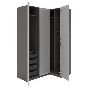 IKEA Pax / gullaberg Garderobeskap, hjørneløsning, mørk grå/grå, 161/111x236 cm tilbud