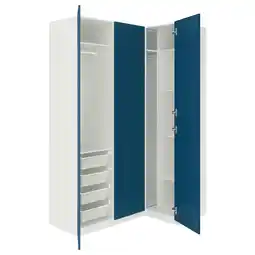 IKEA Pax / fyrudden Garderobeskap, hjørneløsning, hvit/blå, 161/111x236 cm tilbud