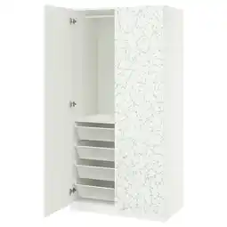 IKEA Pax / linnaberg Garderobekombinasjon, hvit/mønstret, 100x60x201 cm tilbud
