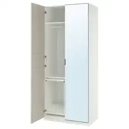 IKEA Pax / kammartorp/flisberget Garderobekombinasjon, hvit speil/grå lys beige, 100x60x236 cm tilbud