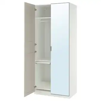 IKEA Pax / kammartorp/flisberget Garderobekombinasjon, hvit speil/grå lys beige, 100x60x236 cm tilbud