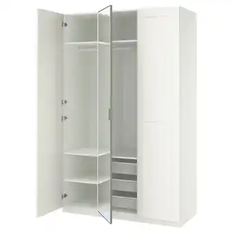 IKEA Pax / kammartorp/grimo Garderobekombinasjon, hvit speil/grå hvit, 150x60x236 cm tilbud