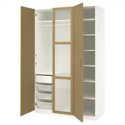IKEA Pax / tonstad Garderobekombinasjon, hvit/eikefiner glass, 150x60x236 cm tilbud