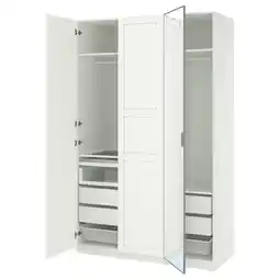 IKEA Pax / kammartorp/tyssedal Garderobekombinasjon, hvit speil/grå hvit, 150x60x236 cm tilbud