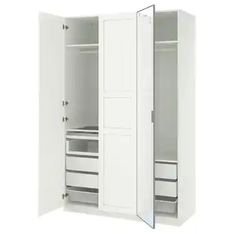IKEA Pax / kammartorp/tyssedal Garderobekombinasjon, hvit speil/grå hvit, 150x60x236 cm tilbud