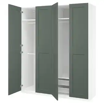 IKEA Pax / grimo Garderobekombinasjon, hvit/grågrønn, 200x60x236 cm tilbud