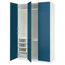 IKEA Pax / fyrudden Garderobekombinasjon, hvit/blå, 150x60x236 cm tilbud
