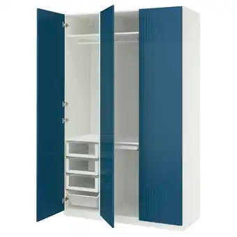 IKEA Pax / fyrudden Garderobekombinasjon, hvit/blå, 150x60x236 cm tilbud