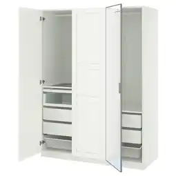 IKEA Pax / kammartorp/tyssedal Garderobekombinasjon, hvit speil/grå hvit, 150x60x201 cm tilbud