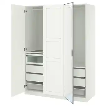IKEA Pax / kammartorp/tyssedal Garderobekombinasjon, hvit speil/grå hvit, 150x60x201 cm tilbud