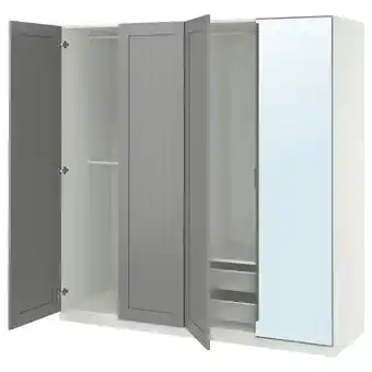 IKEA Pax / kammartorp/gullaberg Garderobekombinasjon, hvit/speil grå, 200x60x201 cm tilbud